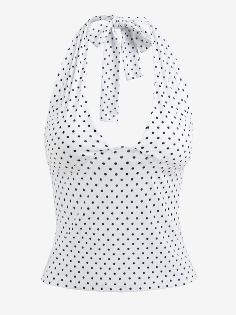 White Polka Dot Halter Tank Top